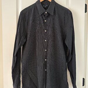 Men's Black Pinstripe Button Down